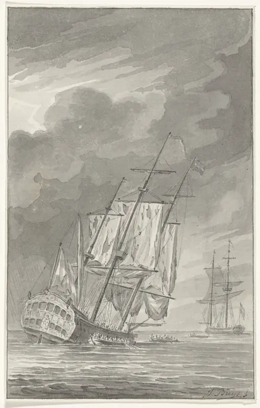 Het zinkende schip Holland, 1781 Wall Art by Unknown - High-Resolution Digital Print
