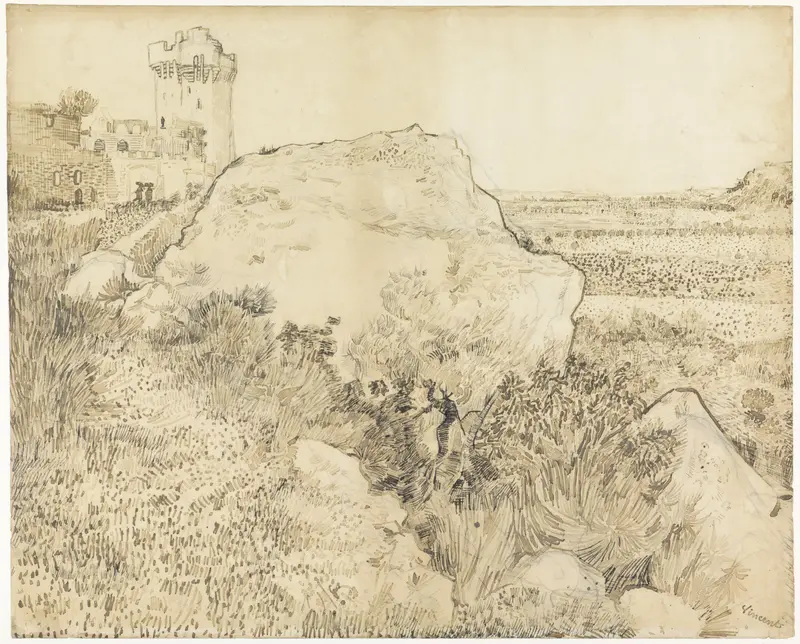 Heuvel met ruïne van Montmajour Wall Art by Vincent van Gogh - High-Resolution Digital Print
