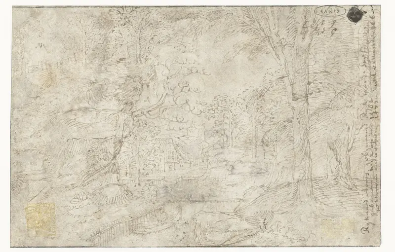 Heuvelachtig landschap met boerderij en rivier Wall Art by anonymous - High-Resolution Digital Print