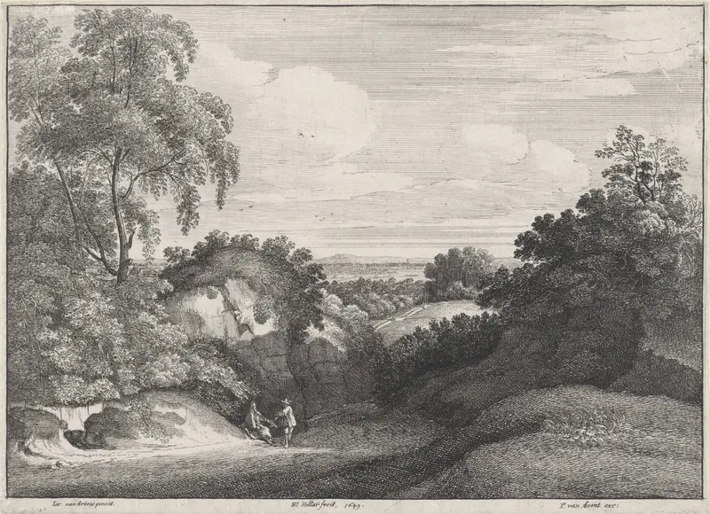 Heuvelachtig landschap met een bedelaar Wall Art by Unknown - High-Resolution Digital Print