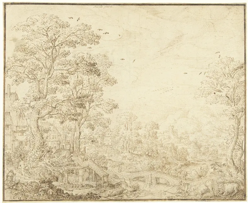 Heuvelachtig landschap met een watermolen Wall Art by Marcus Gheeraerts (I) - High-Resolution Digital Print