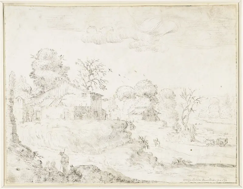 Heuvelachtig landschap met enkele boerderijen Wall Art by anonymous - High-Resolution Digital Print