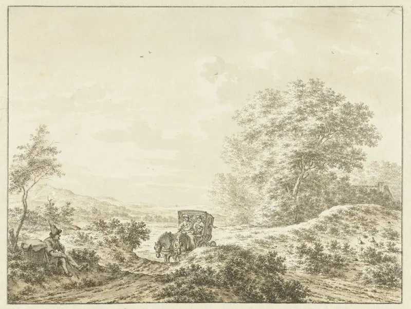 Heuvelachtig landschap met reiswagen Wall Art by Jacob Cats (1741-1799) - High-Resolution Digital Print