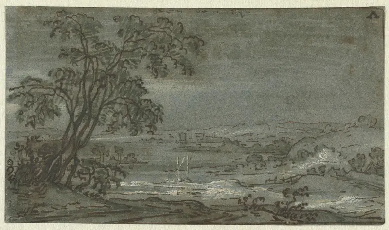 Heuvelig landschap met rivierbocht Wall Art by Jacob Colijn - High-Resolution Digital Print