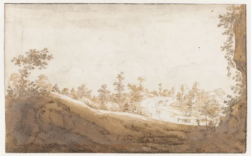 Heuvellandschap met karren buiten Brussel Wall Art by Jan de Bisschop - High-Resolution Digital Print