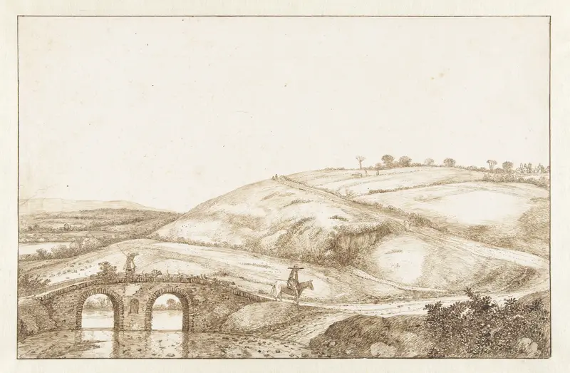 Heuvellandschap met stenen brug Wall Art by Cornelis Hendriksz Vroom - High-Resolution Digital Print