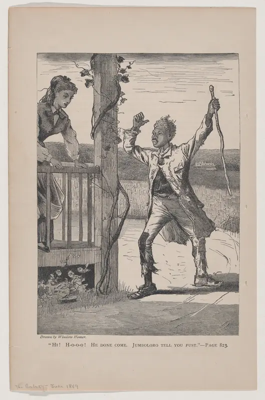 "Hi! Ho-o-o! He Done Come. Jumbolor Tell you Fust" (The Galaxy, An Illustrated Magazine of Entertaining Reading, Vol. VII) Wall Art by Winslow Homer - High-Resolution Digital Print