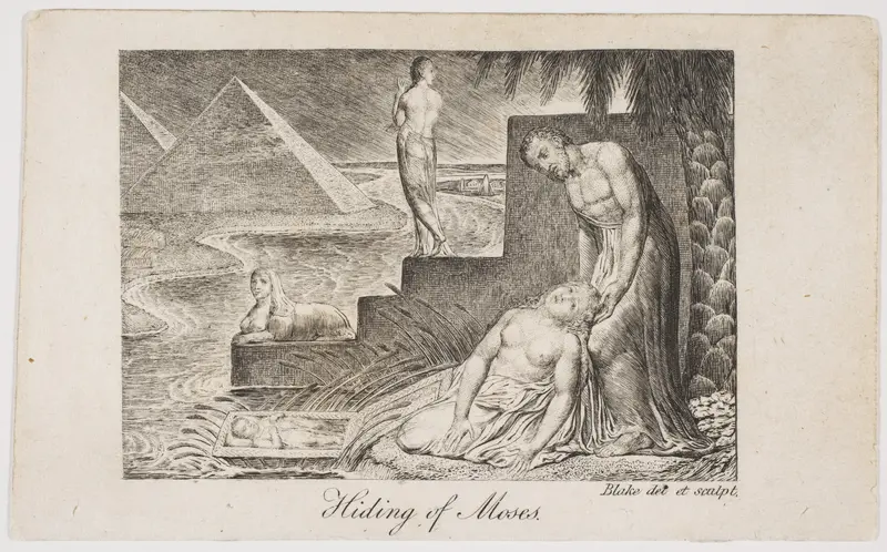 Hiding of Moses, from "Remember Me!, or a Pocket Companion" Wall Art by William Blake - High-Resolution Digital Print