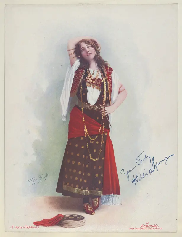 Hilda Spong as Esmerelda in The Hunchback of Notre Dame, from the Actresses series (T1), distributed by the American Tobacco Co. to promote Turkish Trophies Cigarettes Wall Art by Frederick Moladore Spiegle - High-Resolution Digital Print