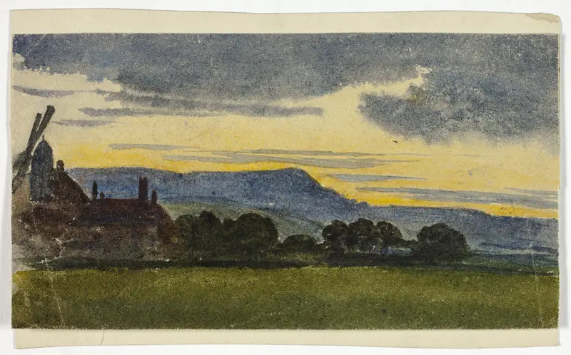 Hilly Landscape at Sunset Wall Art by Style of John Varley - High-Resolution Digital Print