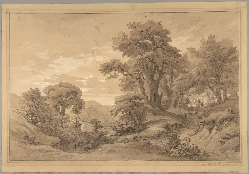 Hilly Landscape with Trees and a Road on the Right Wall Art by Georg Heinrich Busse - High-Resolution Digital Print