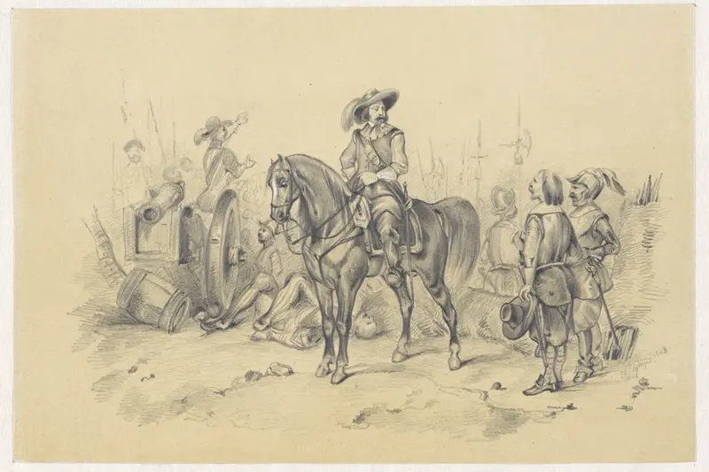 Historisch tafereel met krijgslieden Wall Art by Jan Karel Jacob de Jonge - High-Resolution Digital Print