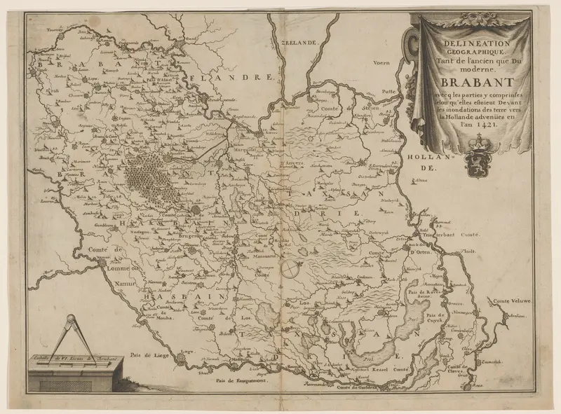 Historische kaart van het hertogdom Brabant Wall Art by anonymous - High-Resolution Digital Print