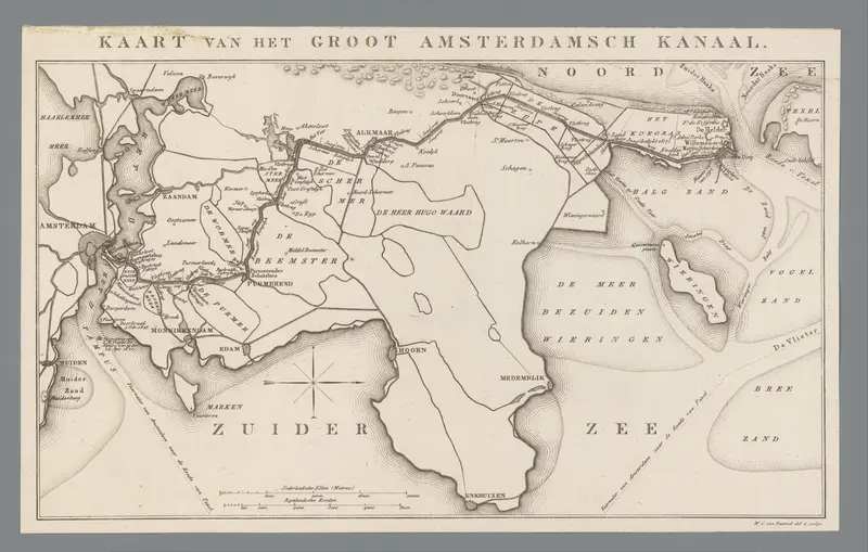 Historische kaart van Nederland en het Noordzeekanaal Wall Art by Unknown - High-Resolution Digital Print