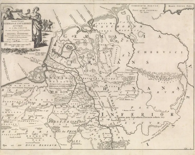 Historische kaart van Nederland ten tijde van de Friezen, Franken en Saksen I Wall Art by Jan Luyken - High-Resolution Digital Print