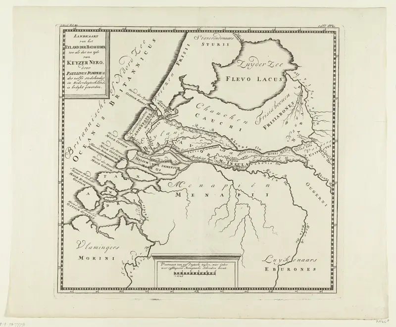 Historische kaart van Nederland ten tijde van keizer Nero Wall Art by anonymous - High-Resolution Digital Print