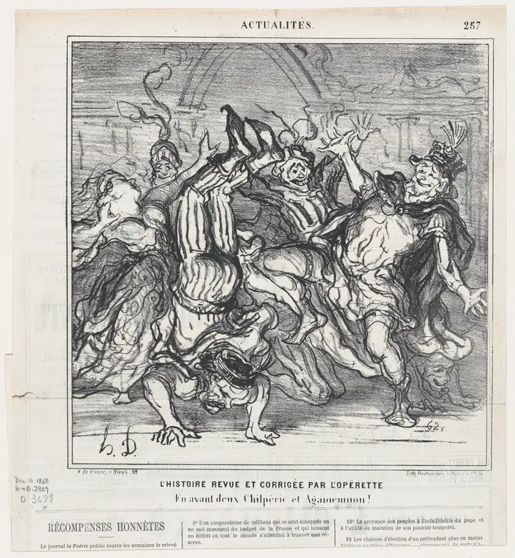 History revised and corrected by the operetta: Go ahead Chilperic and Agamemnon!, from 'News of the day,' published in Le Charivari, December 11, 1868 Wall Art by Honoré Daumier - High-Resolution Digital Print