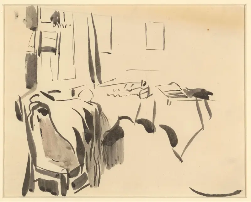 Hoek van een kamer met tafel en stoel Wall Art by Rik Wouters - High-Resolution Digital Print