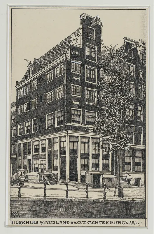 Hoekhuis aan het Rusland en Oudezijds Achterburgwal te Amsterdam Wall Art by Willem Wenckebach - High-Resolution Digital Print