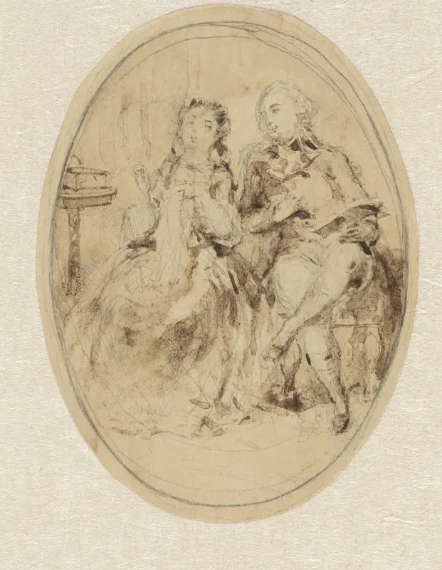 Hofmakerij tussen elegant paar Wall Art by Herman Frederik Carel ten Kate - High-Resolution Digital Print
