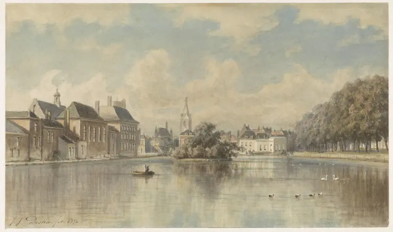 Hofvijver te 's-Gravenhage Wall Art by Johannes Josephus Destree - High-Resolution Digital Print