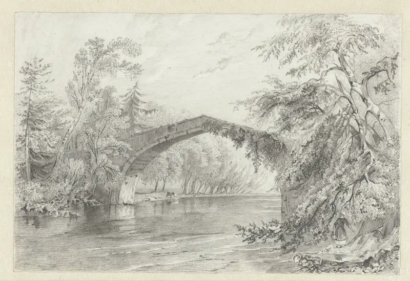 Hoge brug in een park Wall Art by Jan Hendrik Droste - High-Resolution Digital Print