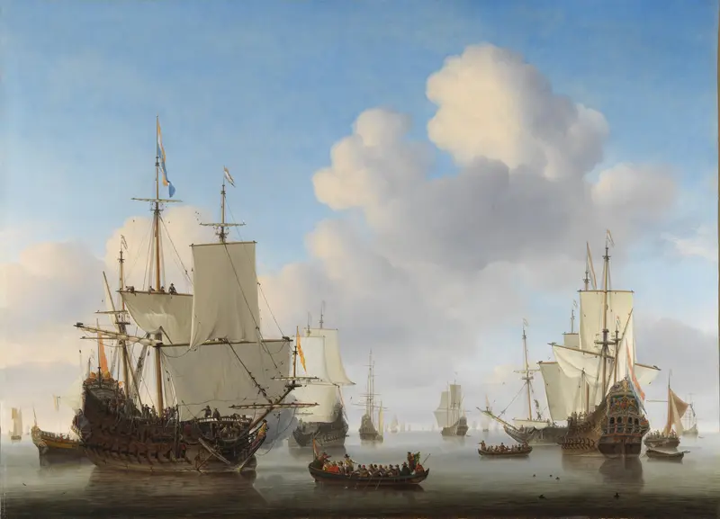 Hollandse schepen op een kalme zee Wall Art by Willem van de Velde (II) - High-Resolution Digital Print