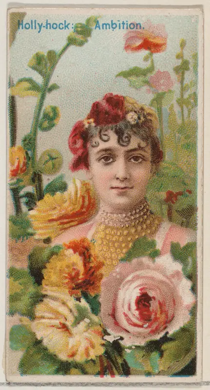 Hollyhock: Ambition, from the series Floral Beauties and Language of Flowers (N75) for Duke brand cigarettes Wall Art by American Tobacco Company - High-Resolution Digital Print