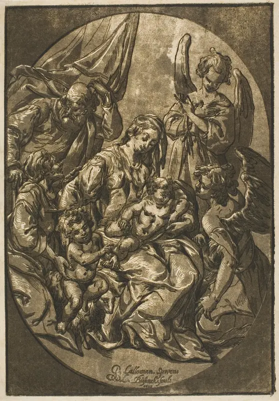 Holy Family in an Oval Frame Wall Art by Ludolph Büsinck - High-Resolution Digital Print