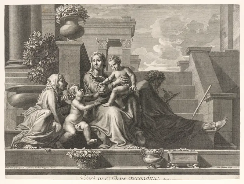 Holy Family on the Steps Wall Art by Claudine Bouzonnet Stella - High-Resolution Digital Print