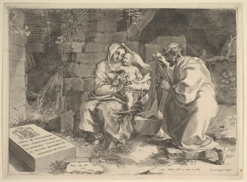 Holy Family (Repos pendant la fuite en Égypte) Wall Art by Claude Mellan - High-Resolution Digital Print