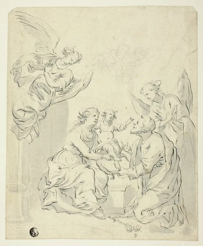Holy Family with Angels Wall Art by Unknown artist - High-Resolution Digital Print