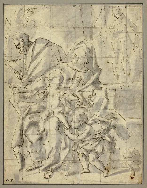 Holy Family with Infant Saint John the Baptist Wall Art by Gaspare Diziani - High-Resolution Digital Print