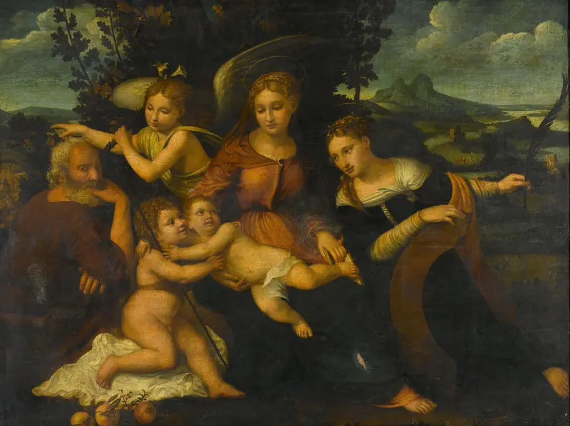 Holy Family with Saint Catherine Wall Art by Unknown - High-Resolution Digital Print