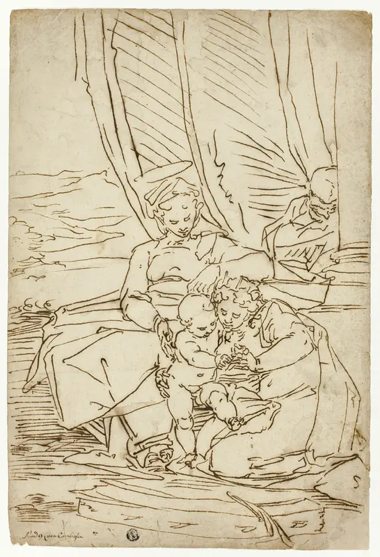 Holy Family with Saint Catherine Wall Art by Luca Cambiaso - High-Resolution Digital Print