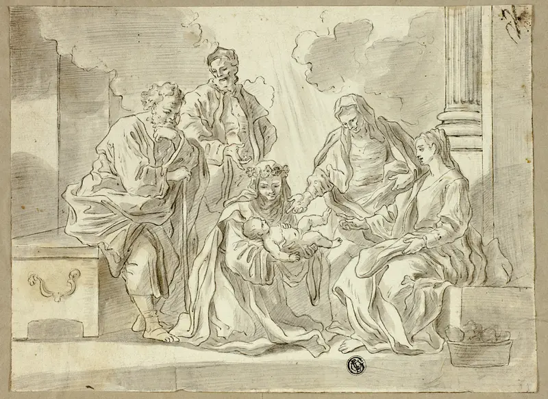 Holy Family with Saints Wall Art by Francesco Solimena - High-Resolution Digital Print