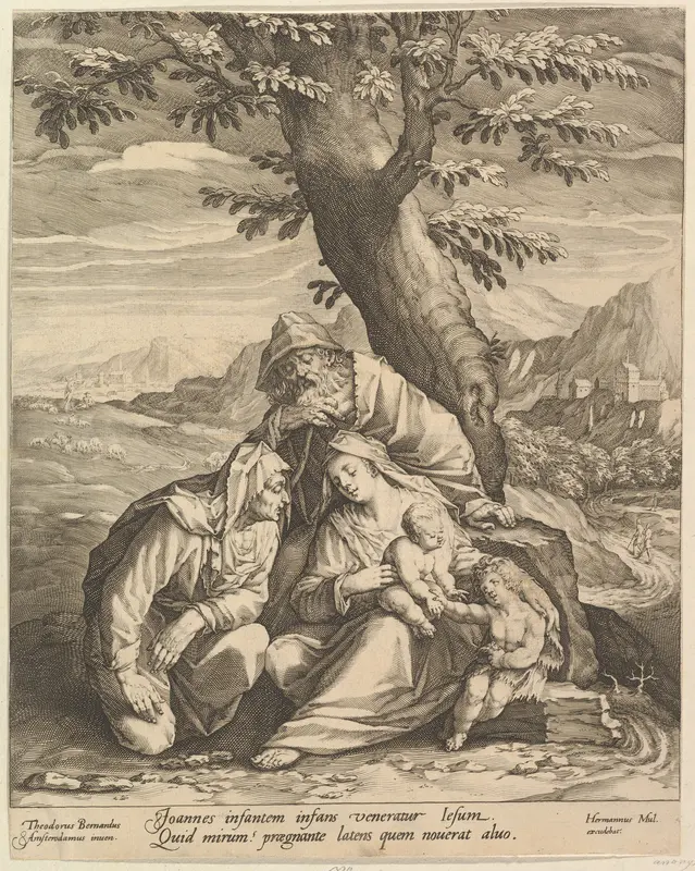 Holy Family with St. Elizabeth and St. John the Baptist Wall Art by Jan Muller - High-Resolution Digital Print