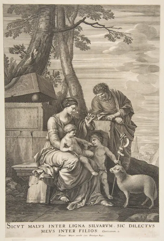 Holy Family with St. John Wall Art by William Faithorne the Elder - High-Resolution Digital Print