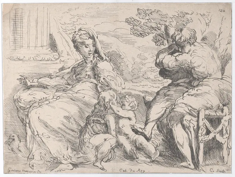 Holy Family with St. John the Baptist Wall Art by Anne Claude Philippe de Tubières, comte de Caylus - High-Resolution Digital Print
