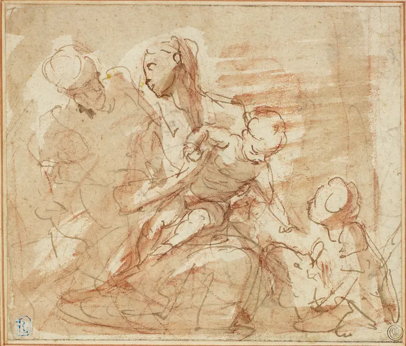 Holy Family with the Infant Saint John Wall Art by Valerio Castello - High-Resolution Digital Print