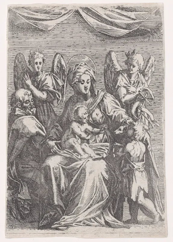 Holy Family with Two Angels Wall Art by Jacques Callot - High-Resolution Digital Print