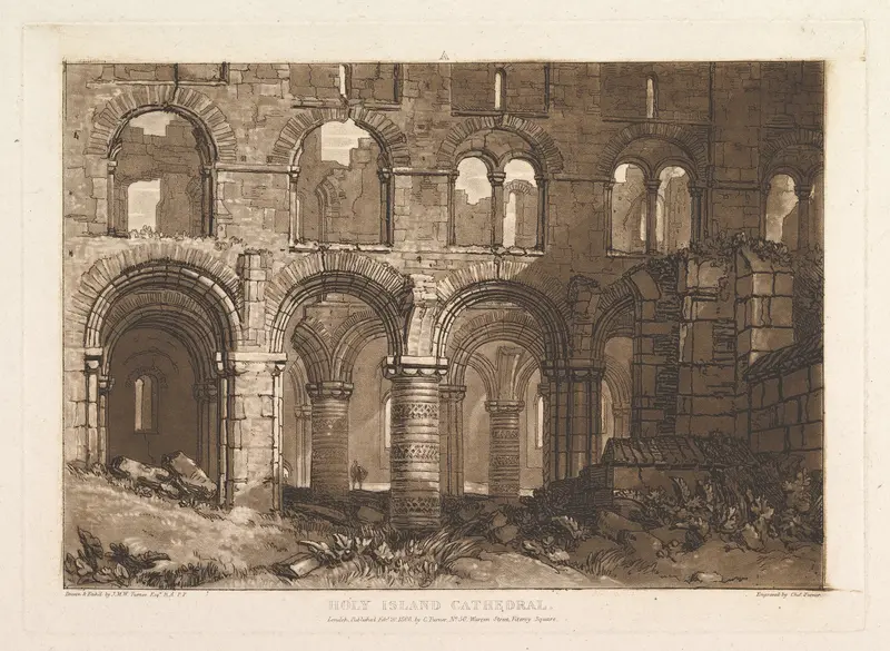 Holy Island Cathedral, part III, plate 11 from "Liber Studiorum" Wall Art by Joseph Mallord William Turner - High-Resolution Digital Print