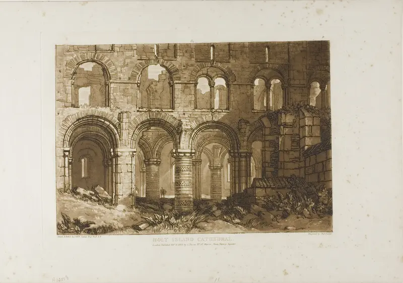Holy Island Cathedral, plate 11 from Liber Studiorum Wall Art by Joseph Mallord William Turner - High-Resolution Digital Print