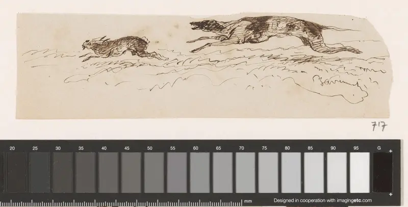 Hond in achtervolging op haas Wall Art by Unknown - High-Resolution Digital Print