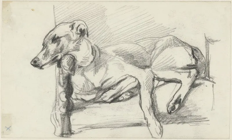 Hond liggend op een stoel Wall Art by Guillaume Anne van der Brugghen - High-Resolution Digital Print
