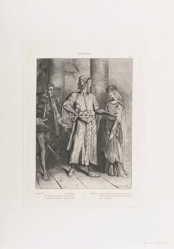 "Honest Iago, my Desdemona must I leave to thee": plate 4 from Othello (Act 1, Scene 3) Wall Art by Théodore Chassériau - High-Resolution Digital Print