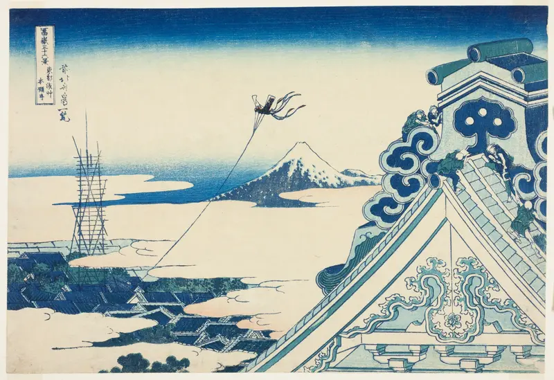 Honganji Temple at Asakusa in Edo (Toto Asakusa Honganji), from the series "Thirty-six Views of Mount Fuji (Fugaku sanjurokkei)"