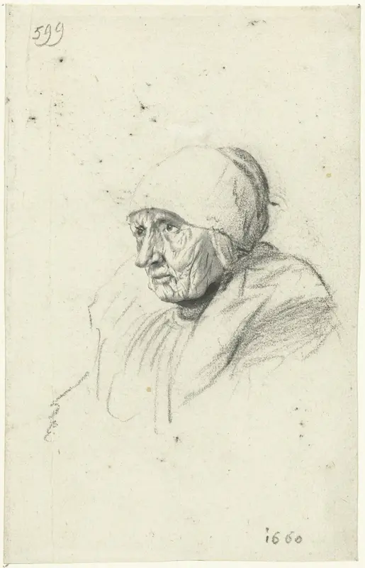 Hoofd en schouders van een oude vrouw, naar links Wall Art by Moses ter Borch - High-Resolution Digital Print