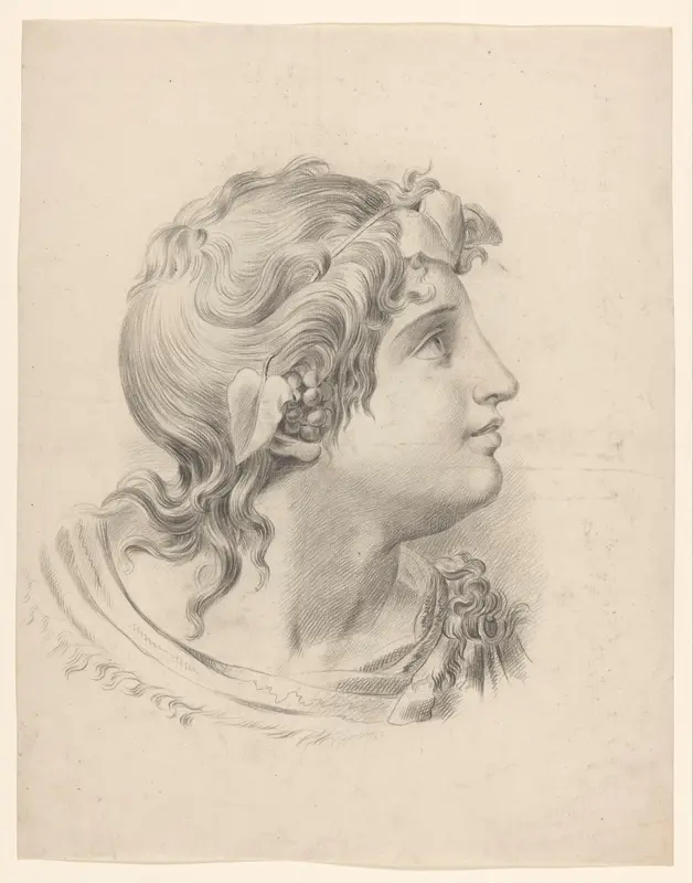 Hoofd van een bacchant, naar rechts Wall Art by Johannes Tavenraat - High-Resolution Digital Print