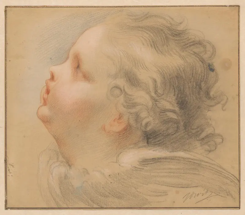 Hoofd van een cherubijn, naar links Wall Art by Jacob de Wit - High-Resolution Digital Print